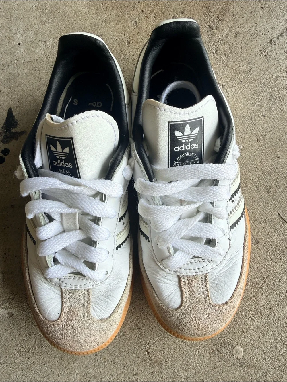 adidas Kids White & Black Classic Sneakers with Gum Sole